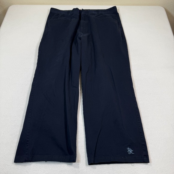 Lowrider Pants Men's 44x30 Navy Blue Relaxed Fit Logo Embroidered‎ Streetwear - Picture 1 of 14